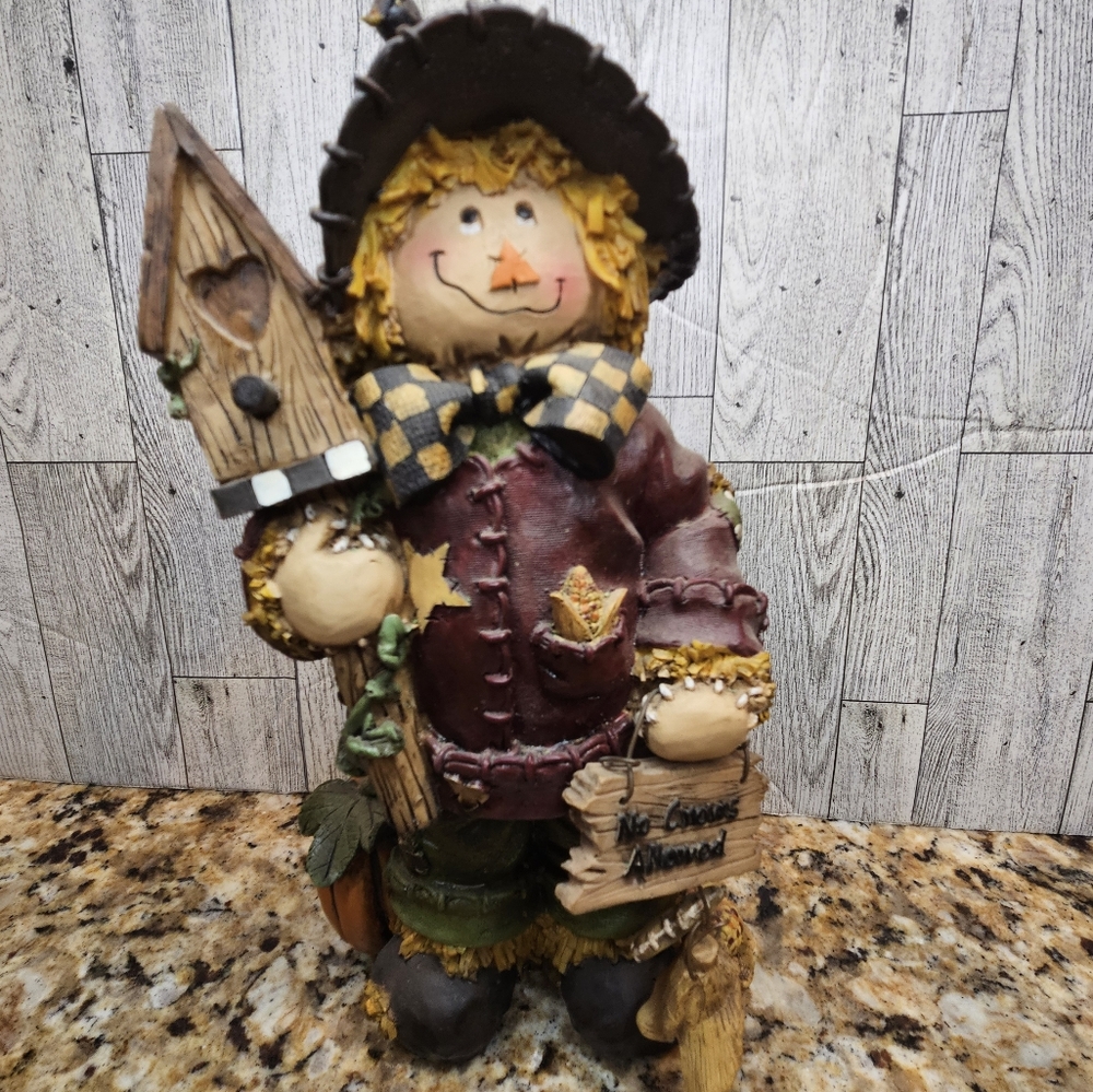 Scarecrow Figurine 10.5" Fall Decor Halloween No Crows Allowed